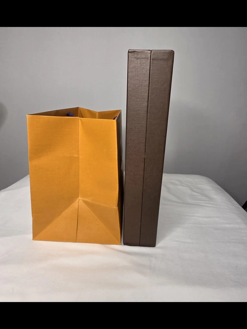 Louis Vuitton Orange Paper Shopping Bag and Brown Gify Box